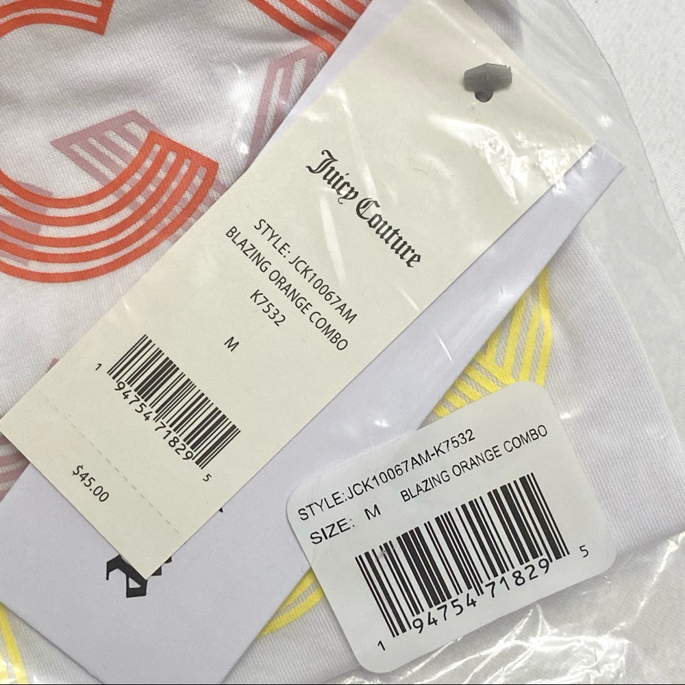 Juicy Couture Stroke Graphic Logo Tee White Orange Size Medium - Picture 4 of 4